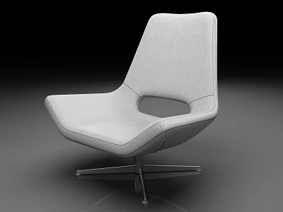Sleek Modern Gray Upholstered Chair With Swivel Metal Base Design 3d model