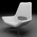 Sleek Modern Gray Upholstered Chair With Swivel Metal Base Design