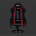 Ergonomic Black Red Gaming Chair With FURY Logo And Adjustable Armrests