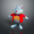 Cartoon Rabbit Character With Red Coat Yellow Bow Tie And Smiling Expression