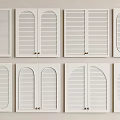 White Window Shutters Neatly Arranged In Multiple Panels For Home Decor 3d model