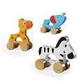 Cute Animal Shaped Plush Dolls in Wicker Basket with Storage Bag for Kids Room