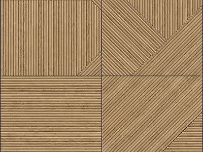 Modern Wooden Wall Design With Geometric Pattern Tiles And Natural Texture 3d model