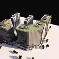 Modern Office Building Complex With Green Roofs And Contemporary Architectural Design 3d model