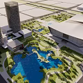 Modern Museum Building With Unique Roof Design Spacious Plaza And Green Lawns