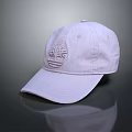 White Casual Baseball Cap with Tree Logo Cotton Adjustable for Everyday Wear 3d model