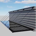 Modern Outdoor Awning with Sloped Metal Frame and Transparent Roof Design