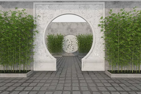 New Chinese-style Moon Cave Gate Garden Courtyard 3d model