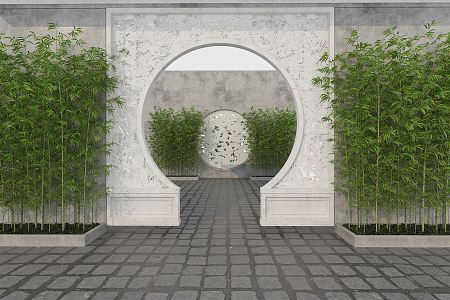 New Chinese-style Moon Cave Gate Garden Courtyard 3d model