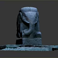 Blue Reclining Elephant Sculpture With Intricate Carved Details And Sturdy Base