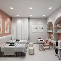 SPA Sauna Lounge Area With Modern Chandeliers Cozy Sofa And Green Plants