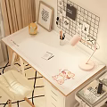 Log wind table mat office desk and chair combination 3d model