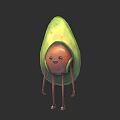 Cute Anthropomorphic Avocado Cartoon Character With Smiling Face And Long Legs