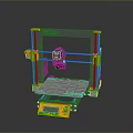 Modern 3D Printer With Gray Orange Frame Control Panel And Print Bed
