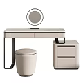 Elegant Modern Dressing Table Interior With Round Mirror Marble Top Stool And Storage Drawers 3d model
