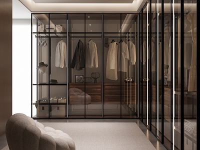 Cloakroom glass door wardrobe model