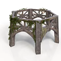Decorative Octagonal Wooden Structure Garden Scene Component With Lush Vines And Crossed Frames 3d model