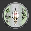 3D Donkey Model With White Saddle Standing On Circular Base With Green Grass And Stones