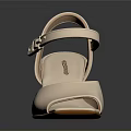 Elegant Rose Gold Block Heel Sandals With Open Toe Ankle Strap Design 3d model