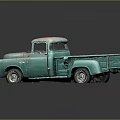 Vintage Turquoise Truck with Faded Pink Roof Open Bed and Rusty Classic Design