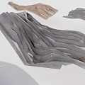 Scattered Curved Wooden Pieces In Gray Brown Tones On Light Background With Shadows