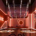 Modern Bar Interior Featuring Red Neon Lighting And Sleek Design
