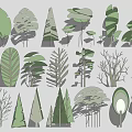 Creative Green Plant and Tree Pattern Wall Decor for Home Decoration