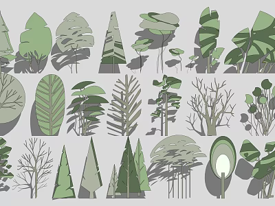 Creative Green Plant and Tree Pattern Wall Decor for Home Decoration 3d model