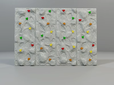 Indoor Climbing Wall Sports Equipment With Colorful Holds For Fitness Training 3d model