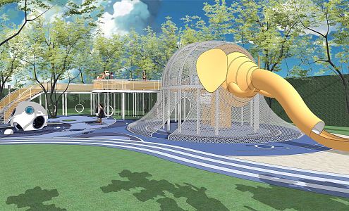 Modern Children's Play Area Community Children's Play Area Paradise Landscape Elephant Corridor Slide 3d model