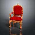 Elegant Red Classical Chair With Gold Accents Velvet Upholstery And Carved Wooden Legs