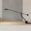 Modern Black Adjustable Desk Lamp On Minimalist Table With Gray Textured Wall 3d model