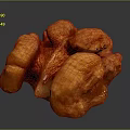 Orange Fleshy Fungus with Wrinkled Surface in Clumpy Shape on Dark Background
