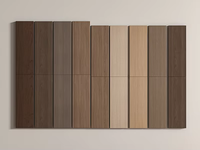 Different Colored Wooden Wall Panels In Dark Brown Light Brown Beige Tones Neatly Arranged 3d model