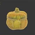 Decorative Pumpkin Shaped Container With Colorful Orange Yellow Green Stripes And Wooden Stem Lid