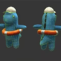 Blue Dinosaur Dolls Wearing White Hats With Orange And White Lifebuoy
