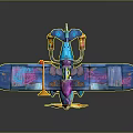 Colorful Cosmic Space Themed Biplane With Purple Orange Decorations And Space Exploration Design