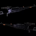 Black Tactical Rifles With Scopes And Orange Accents Displayed In Two Views