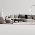 Quiet Sofa Tea Table Combination Sofa Coffee Table 3d model