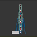 Ferris Wheel Architecture With Lattice Wheel Blue Support And Colorful Illuminated Cabins