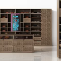 Wooden Decorative Cabinet With Multiple Shelves Drawers And Perforated Design For Items