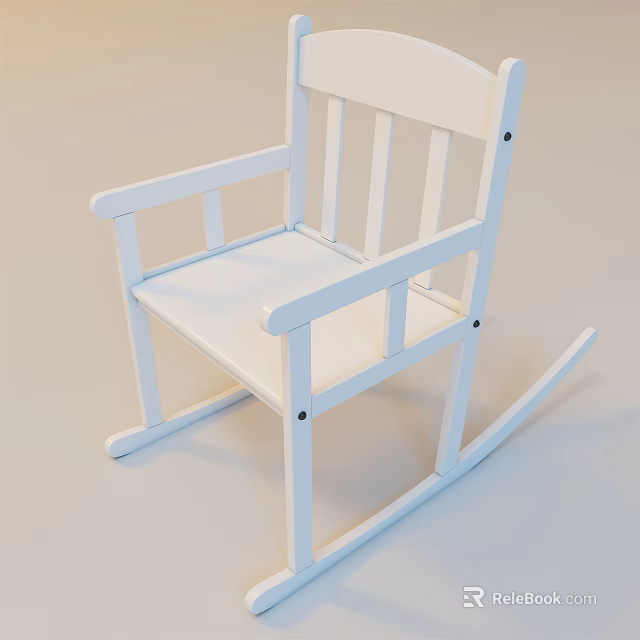 White Wooden Rocking Chair With Simple Design And Comfortable Seat For Indoor Relaxation 3d model 