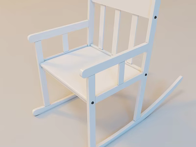 White Wooden Rocking Chair With Simple Design And Comfortable Seat For Indoor Relaxation 3d model