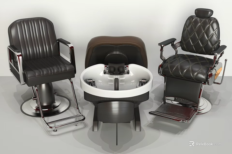 Comfortable Leather Massage Chairs With Striped And Diamond Design Features 3d model