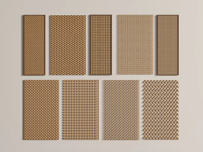 Brown Wall Panels With Various Textures And Multiple Decorative Design Patterns 3d model