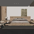 Modern Hotel Guest Room with Wooden Platform Bed White Armchair Decorative Painting and Natural Light