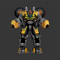 Mechanical Robot Character With Yellow Black Armor And Detailed Mechanical Structure 3d model