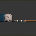 Knitting Supplies With Blue Pink Yarn Balls Wooden Needles And Blue Patterned Fabric