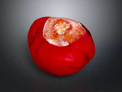 Red Fruit Showing White Mold Growth On Decayed Surface As Household Item 3d model