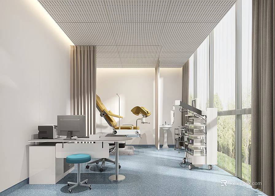 Modern Hospital Outpatient Clinic Interior With Medical Facilities And Natural Light 3d model 
